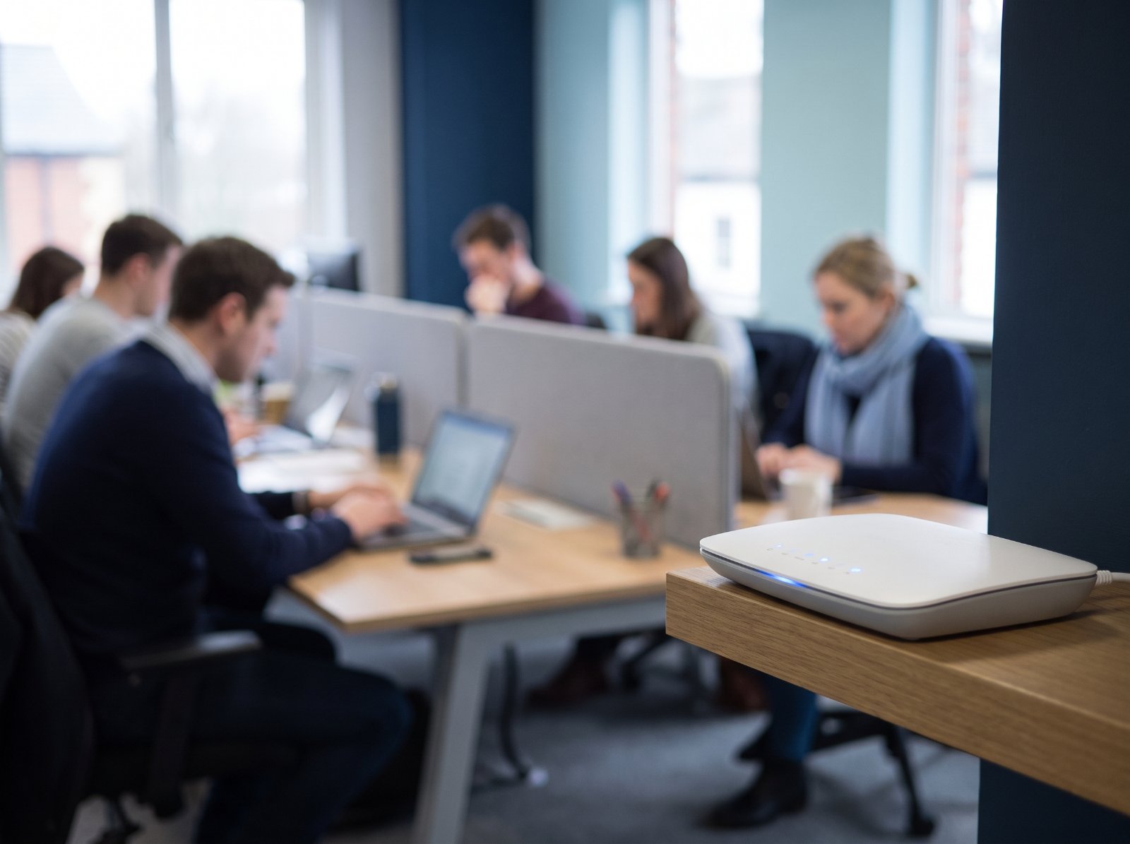 Business broadband router in a busy office