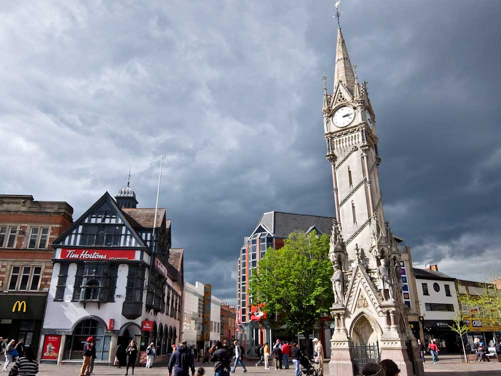 Haymarket Memorial Clock Tower in Leicester city centre